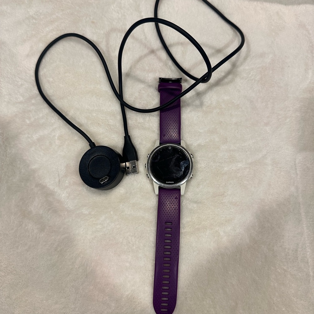 Garmin Fenix 5S Smartwatch White with Purple Strap - used